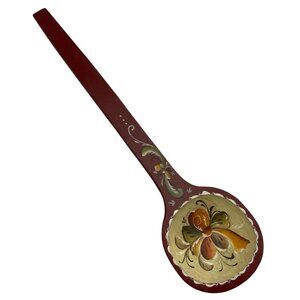 Vintage Hand-Painted Norwegian Rosemaling Wooden Decorative Spoon Floral Decor